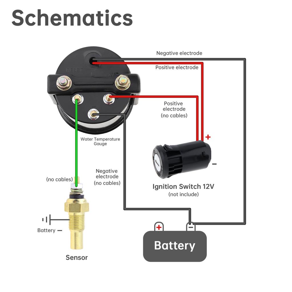 Universal 52 mm 12V Car Water Temperature Gauge 40 - 120 Degree Celsius Water Temp Meter for Car / Boat / Truck / ATV with Temperature Sensor