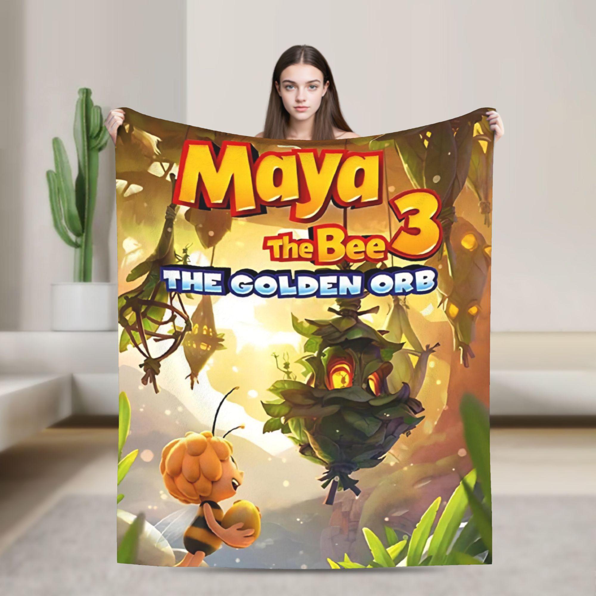 

Maya The Bee With Flowers Cartoon Throw Blanket for Couch Soft Fuzzy Plush Blanket 50x60 Inch Multiple Sizes Bedspreads 150x200cm
