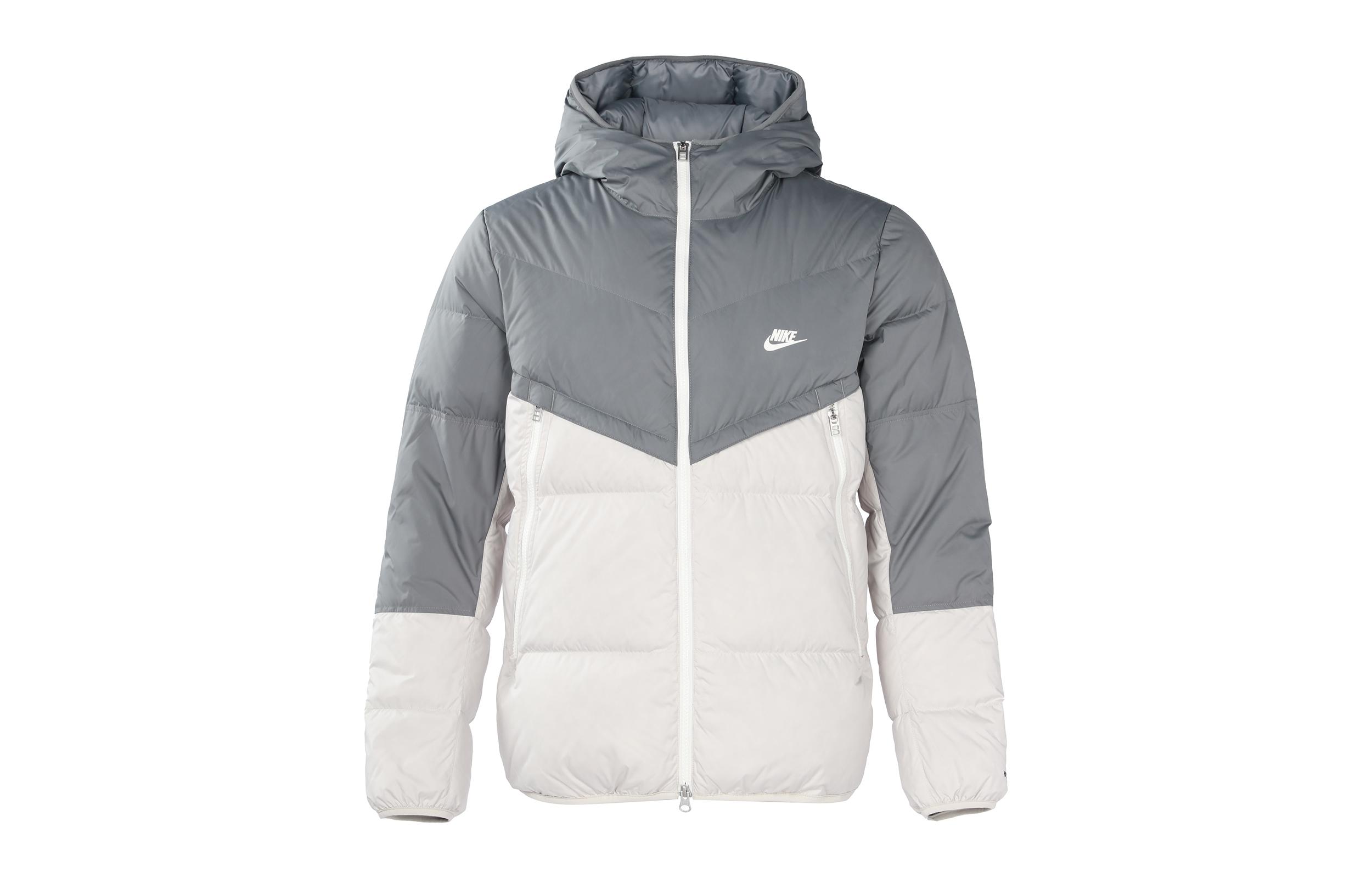 Nike Down Jackets Men s Gray Hooded Moderate Quilted Down Jacket DV1132-084 S