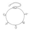 WOSTU 925 Sterling Silver Hamsa Hand of Fatima Cross Charm Bracelets ,Women Hexagram Zircon Chain Link Women Holiday Lucky Gift