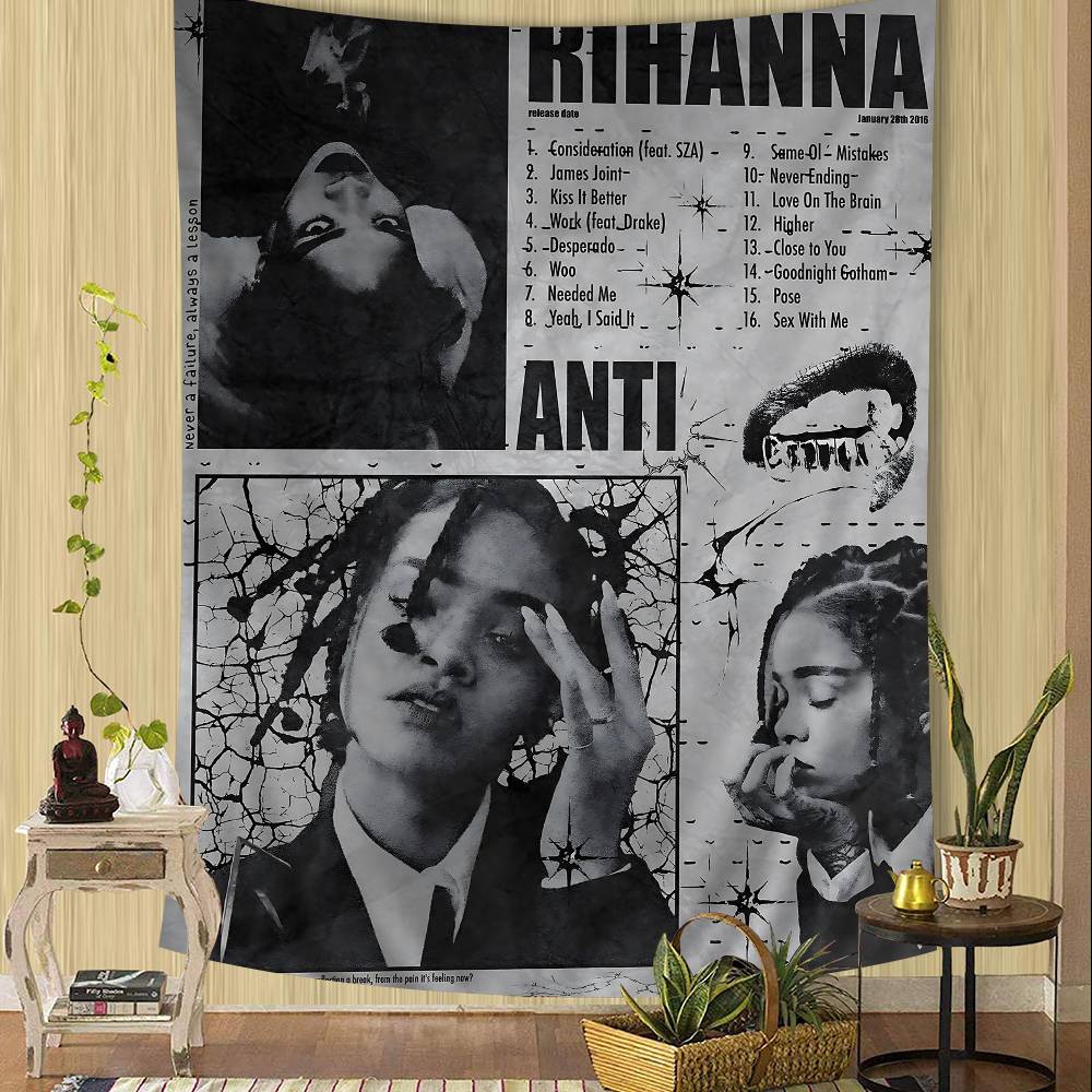 

Singer RRIHANNAS Cartoon Tapestry Hippie Flower Wall Carpets Dorm Decor Art Home Decor 74x94cm(29x37in)