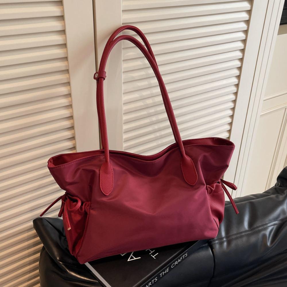 Zipper Nylon Cloth Tote Bag Lightweight Handbag Office Worker Tote Underarm  Bag  Travel