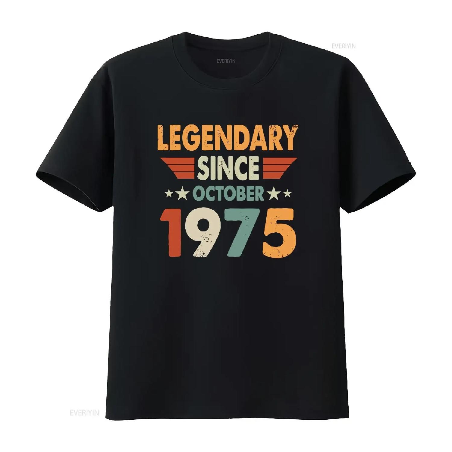 Legend Since October 1975 Retro shirt 47 Years Old 47th Birthday vintage Washed Breathable Unisex Stylish fashion S чёрный