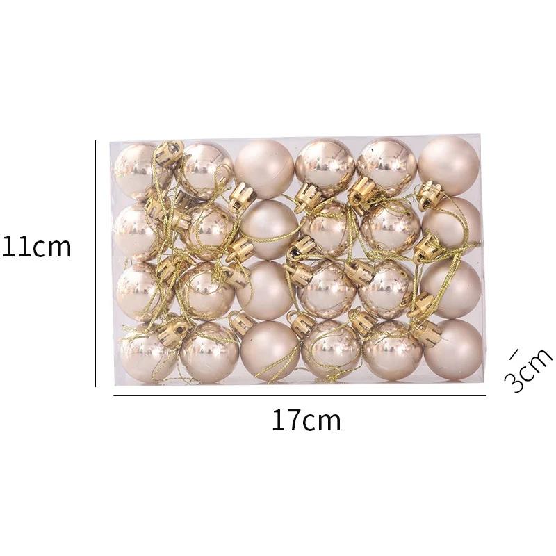 24 Stück/Box Weihnachtskugeln Weihnachtsbaumschmuck Weihnachtsbaumkugeln Runde Polystyrolkugel Weihnachten Silvesterdekorationen 2025