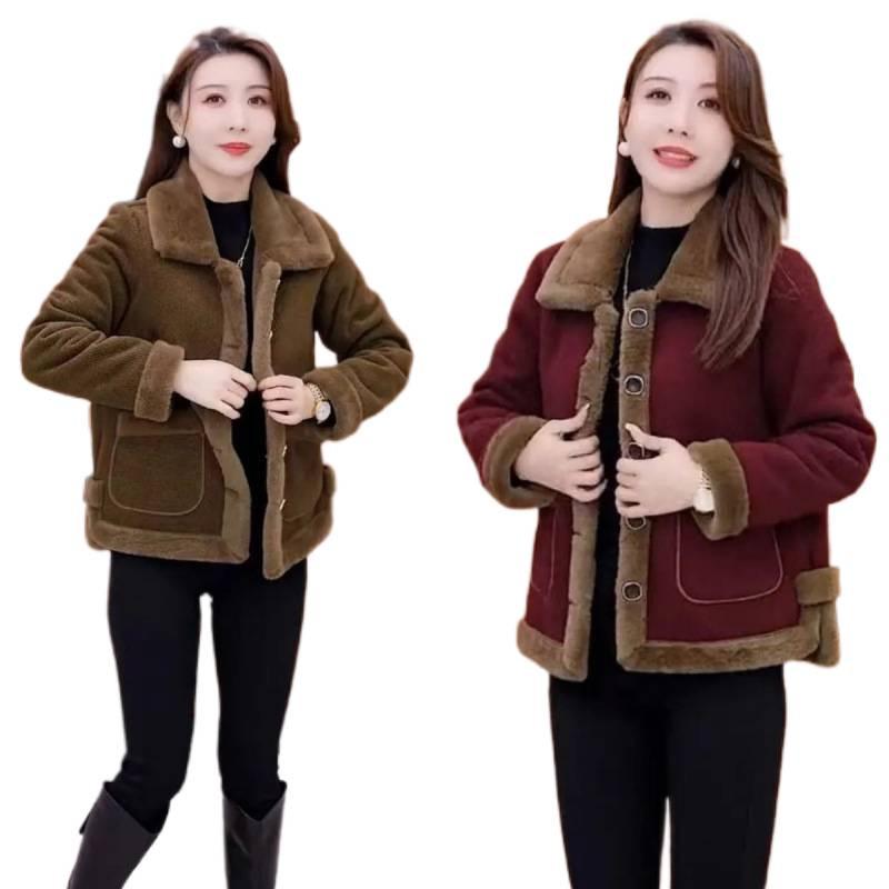 Velvet-Lined Corduroy Lapel Jacket for Women - Versatile, Warm, and Stylish