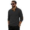 Spring and Autumn Solid Color Sports Long-sleeved Corduroy Tops for Men, Fashionable and Casual Stand-up Collar Outdoor Men's Pullover