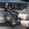 Moda Taglie Forti Autunno Bellissime Scarpe Floreali Donna con Lacci Stivali Bassi da Motociclista in Pelle di Mucca Stivali Bassi da Cowboy per Donna