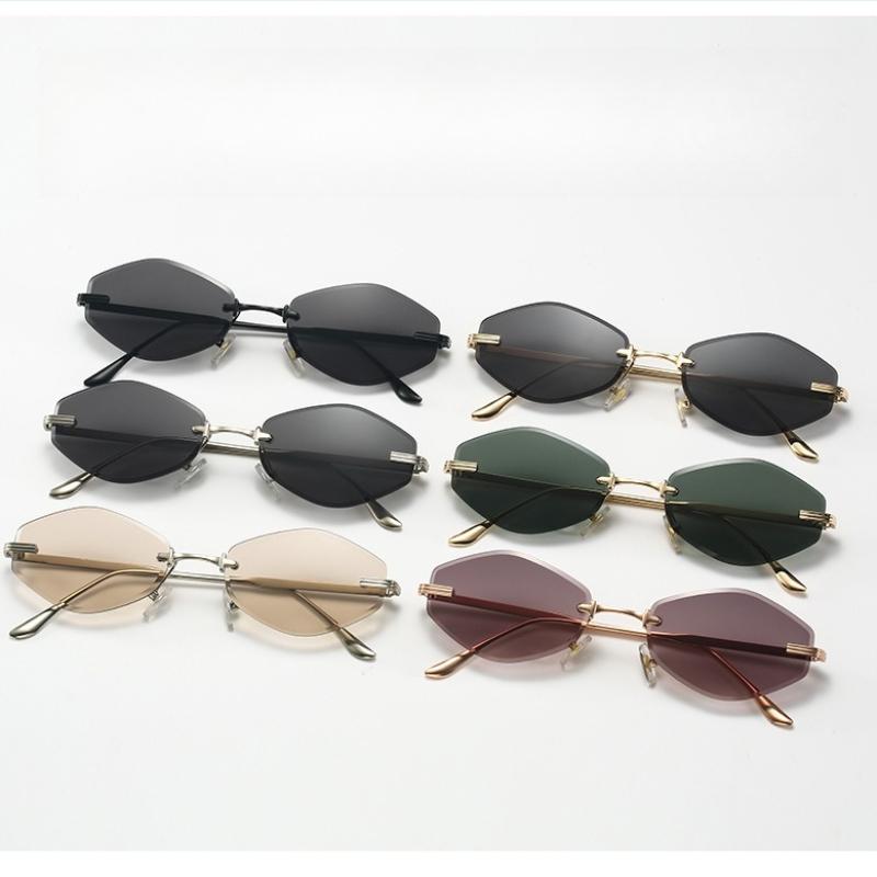 Neutral-Style Frameless Polygonal Sunglasses UV-Protective Lenses Essential UV400 Sunglasses for Outdoor Travel and Vacations