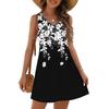 Women's Fashion Casual Summer Cuffless Bag V-neck Vintage Floral Print Dress Beach Sundress