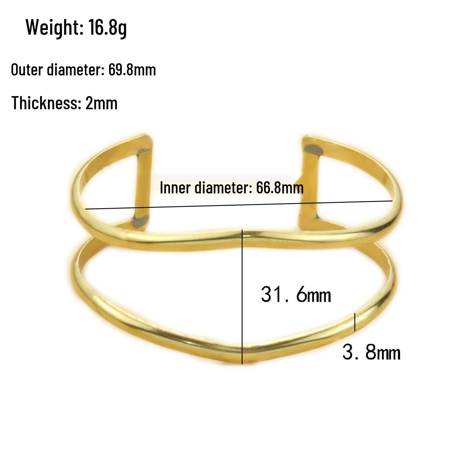 Geometric Lines Brass Unisex Half-Open Bangle Bracelet