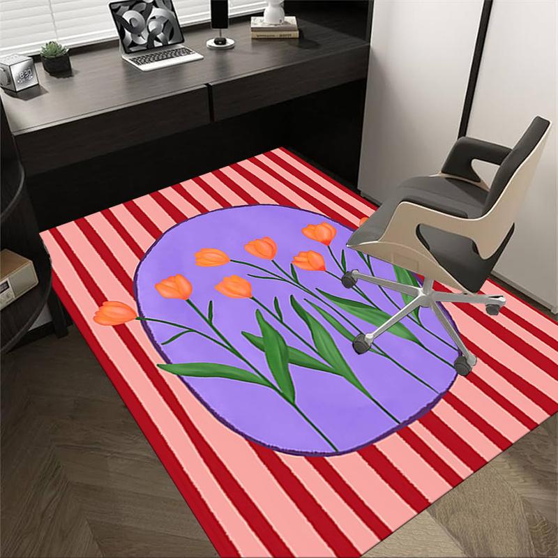 1pc Tulips Easter Area Rug Soft Flannel Floor Mat for Living Room, Bedroom and Carpet, Sofa Coffee Table Floor Mat, Decorative Rug q10
