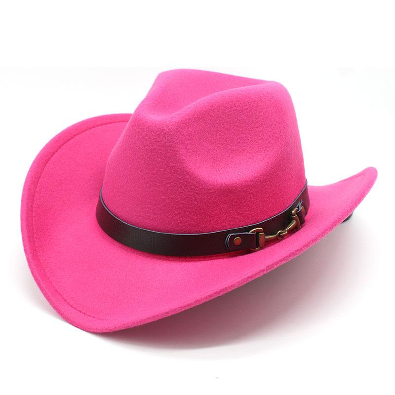 Popular Belt Buckle Big Edge Crimped Top Hat, Western Cowboy Hat, Woolen Felt Hat, Jazz Hat Czy-222
