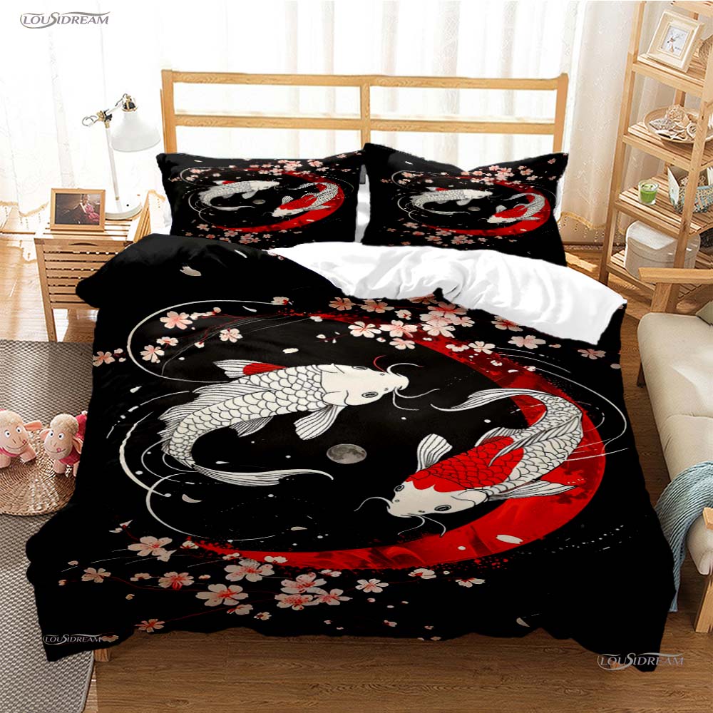 Comforter Yin Yang Koi Fish Casal All Season Duvet Luxury Bedding Set Soft And S Teen Single/Double/Queen/King