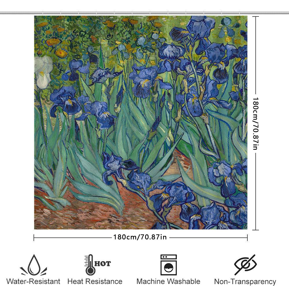 Decorative Shower Curtain Blue Flowers with Green Leaves 3D Printed Bath Decor Modern Home Accessories Customized Size Available