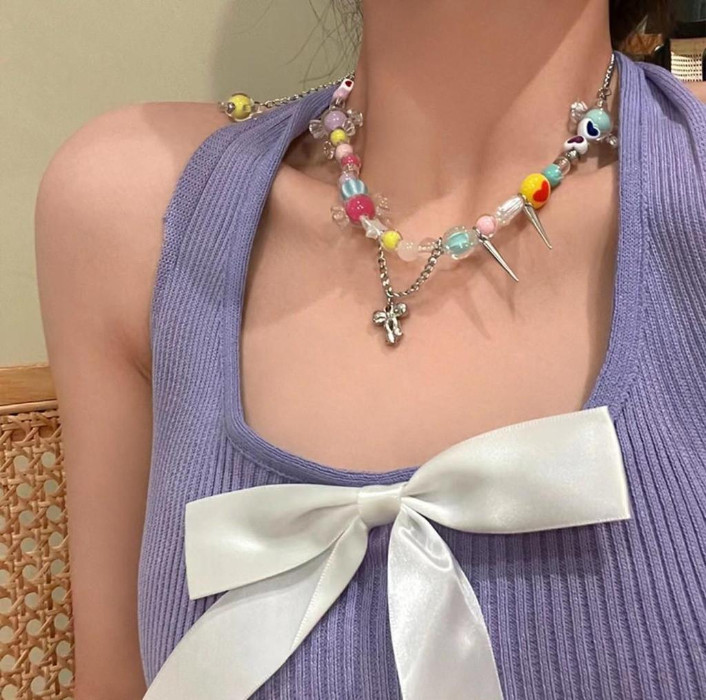 Colorful Beaded Summer Necklace – Fresh, Versatile, and Sweet Clavicle Chain