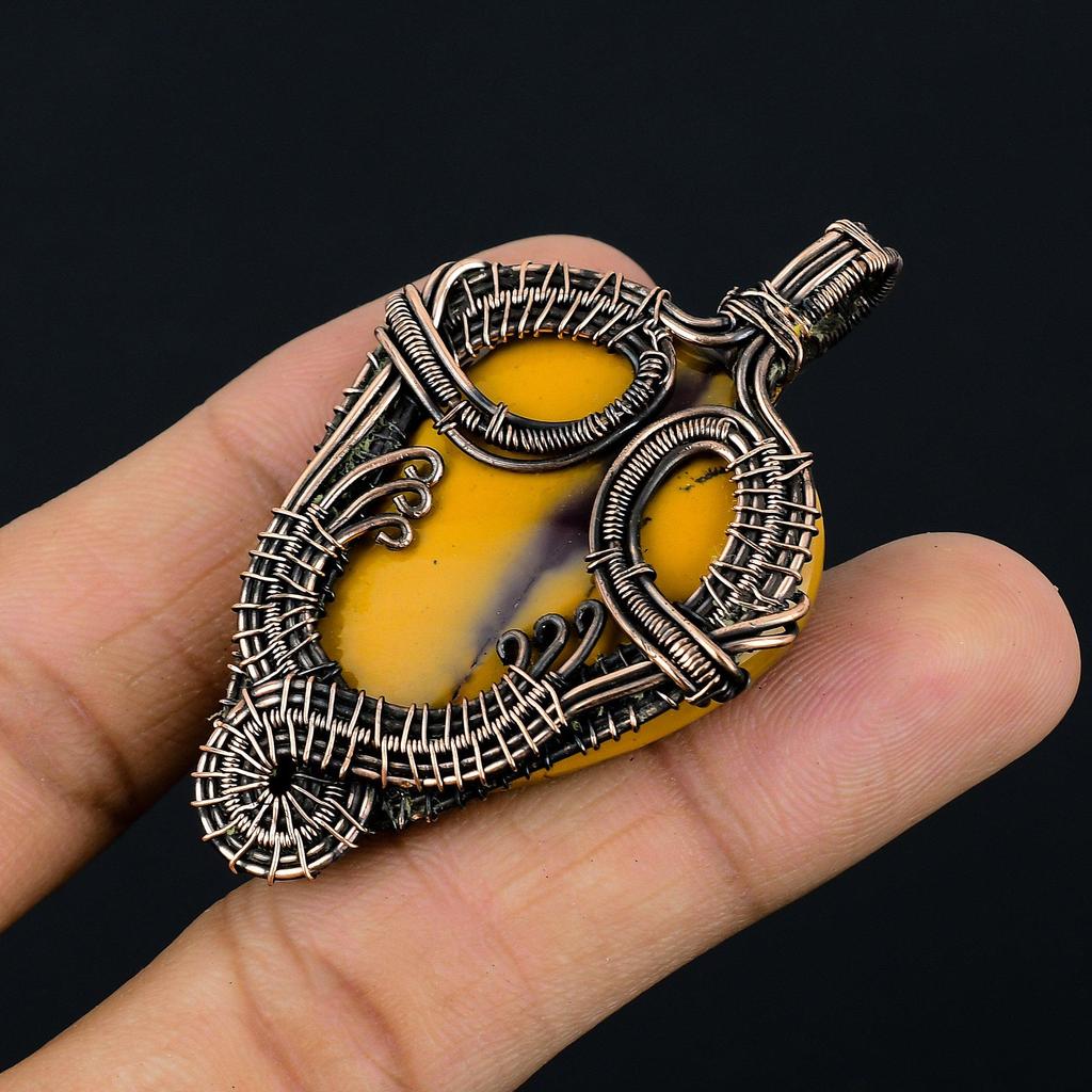 Mookait 999 Kupferdraht umwickelter Anhänger Handgefertigter Edelsteinschmuck, Geschenke für Ehefrau Brandneuer Anhänger