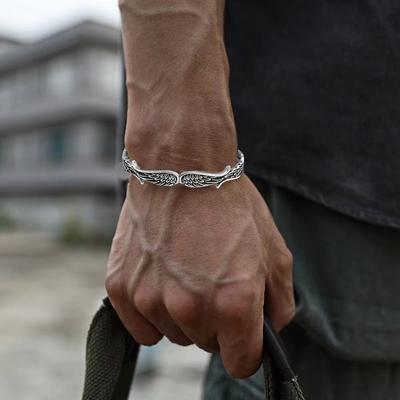 Fashion Angel Wings Metal Open Bracelets Jewelry Retro Men Women Cool Thai Silver Personality Exquisite Opening Bangles Jewelry