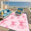 Newest Cherry and Pink Bow Large Area Rug, Black Background Sweet Pattern Floor Carpet for Girls Bedroom Nursery