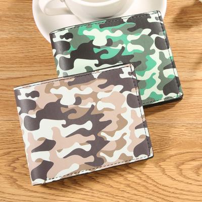 Camouflage Portemonnaie Schlankes Kartenportemonnaie mit Ausweisfenster Kurzes Bifold-Portemonnaie