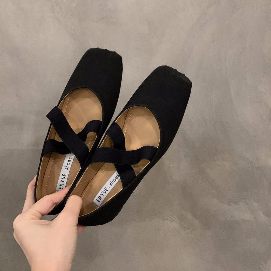 French Flat-soled Ballet Square Head Single Shoes Fairy Shoes 2025 New Spring and Autumn Mary Jane Evening Gentle Shoes