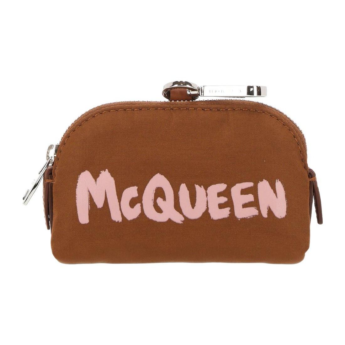 Alexander McQueen Printed Letter Graffiti Zip Closure Nylon Clutch Bag Small Women clutch bags Brown 687062-16X31-2450 Basic Set (Bag+Dust Bag)