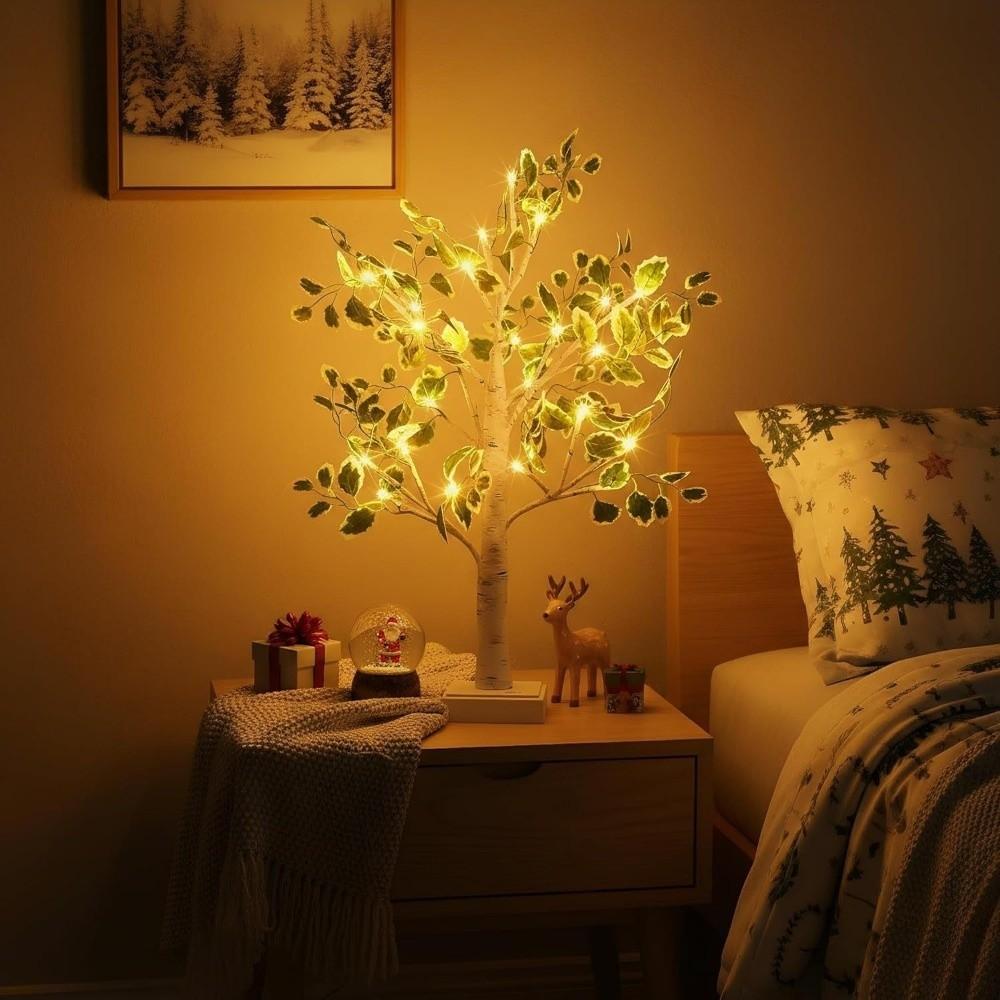 Simulation Green Leaves LED Tree Light Warm White Luminous Decoration Tree Festival Lighting