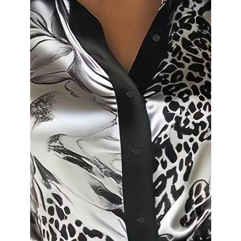 Spring and Autumn New Trendy Satin Long-sleeved Shirt Zebra Pattern Temperament Shirt for Women