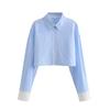Spring 2025 Women's Striped Color Block Shirt & Shorts Set - European/American Style