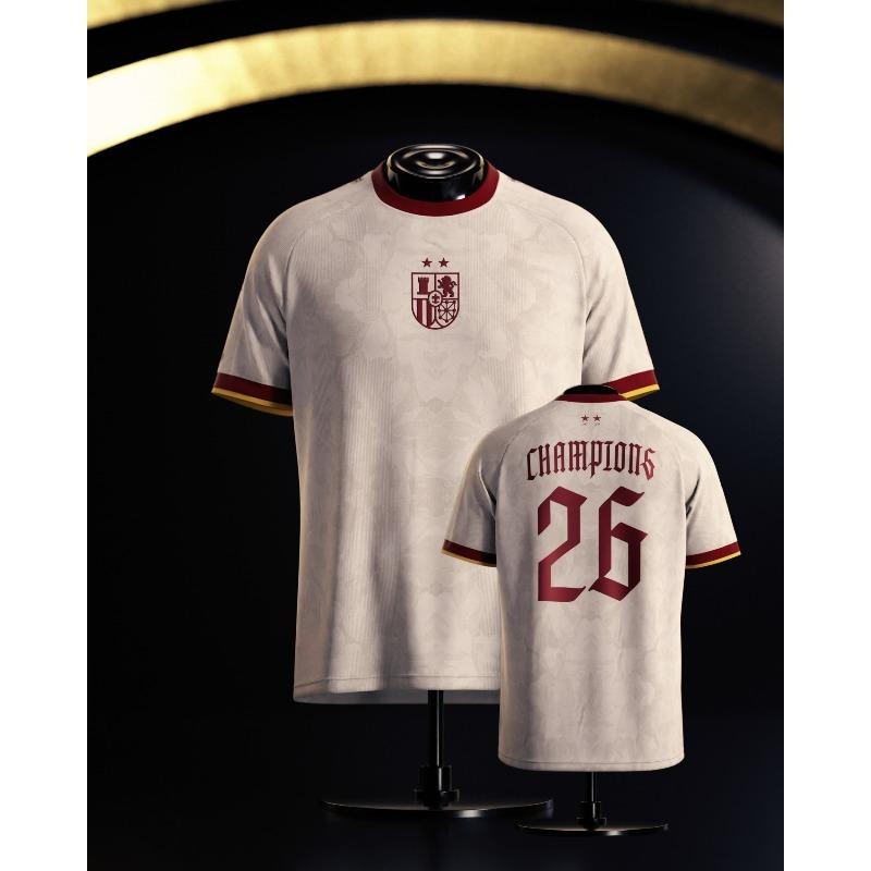 2026 Unisex 2-Sterne Spanien Trikot "CHAMPIONS 26" Kurzarm Oberteil