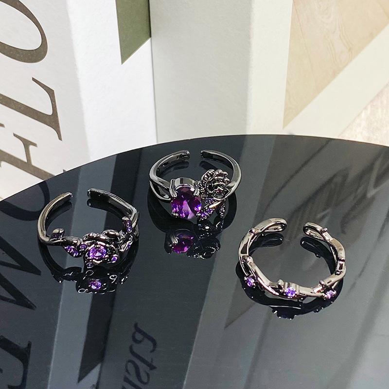 Dunkle Dornrose Lila Diamant Zir*****Stiftring Gestapelt mit Nischendesign Personalisierter High-End-Ring