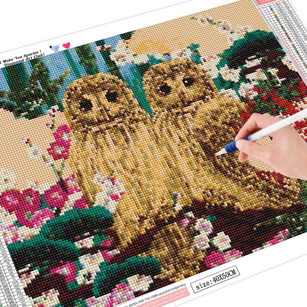 

HC 5D полная квадратная дрель 5D diy Алмазная вышивка сова полная алмазная живопись вышивка крестом 20*30 cm