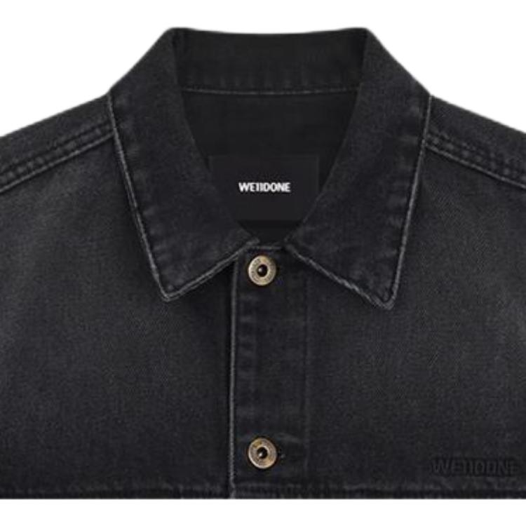WE11DONE Single Button Long Sleeve Pocket Denim Jacket Women Jackets Black WD-DJ2-24-348-W-BK