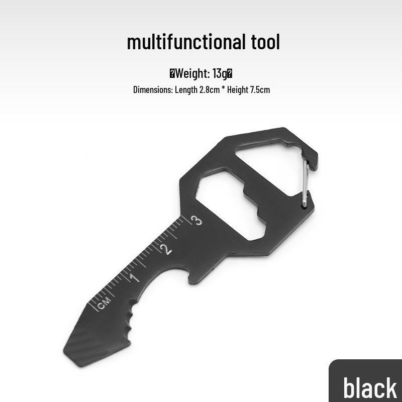 EDC Multi-Tool Card: Keychain Bottle Opener, Hex Key, Screwdriver, Portable Mini Tool Pendant. чёрный