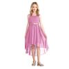 Girls Elegant Sequin Party Dress Ruched Design Sleeveless High Low Hem Chiffon Material Birthday Dress