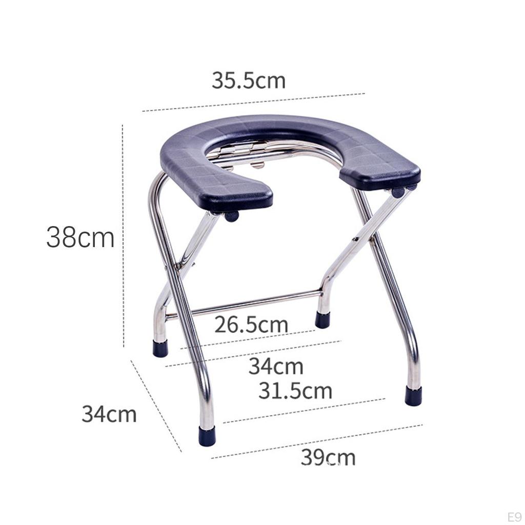 Elderly Squat Toilet Seat Stool Commodes Chair, Washable Frosted Board, Portable Folding