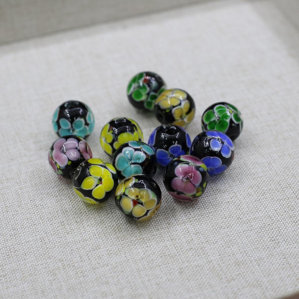 10Pcs DIY Charms Handmade Lampwork Glass Beads Pompon Isolation Beads 14mm For Jewelry Making DIY Pendants Necklace Earrings Accessory