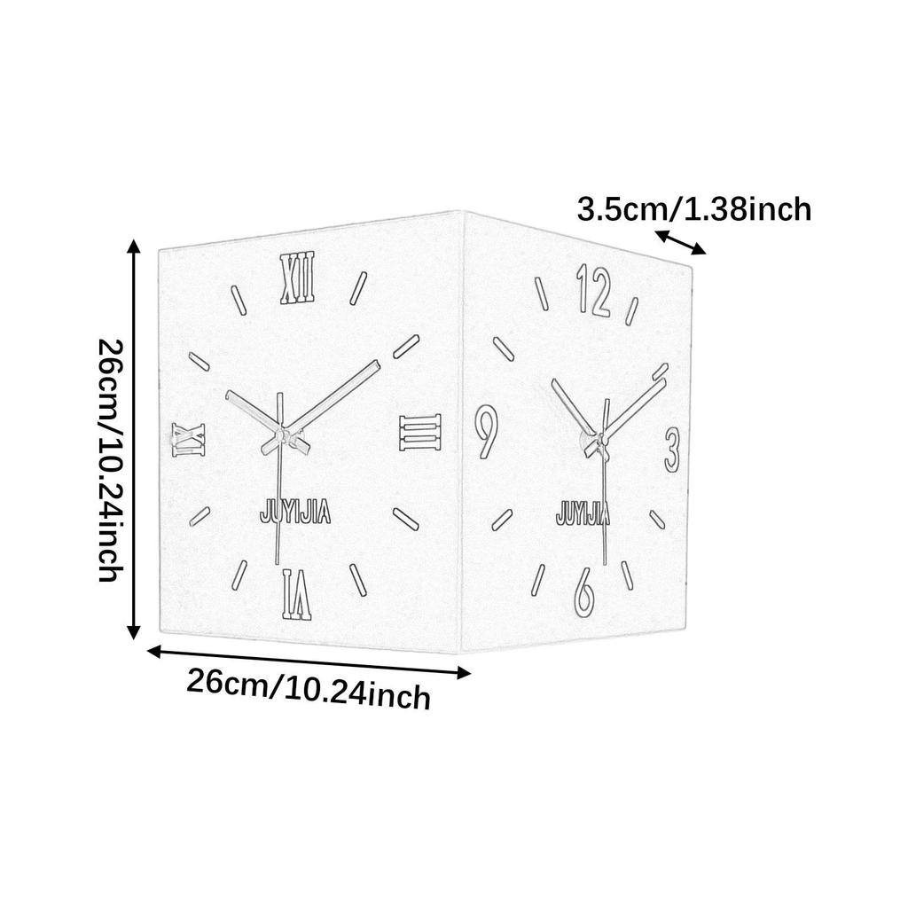 Corner Clock Iron Double Sided Corner Wall Clock With Light For Dining Room Living Room Office Construction Modern Silent Moveme