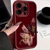 Red Lily Pattern TPU Phone Case Suitable for iPhone 17 16 15 14 13 12 11 Pro/ Max /Plus Anti-fall and Shock