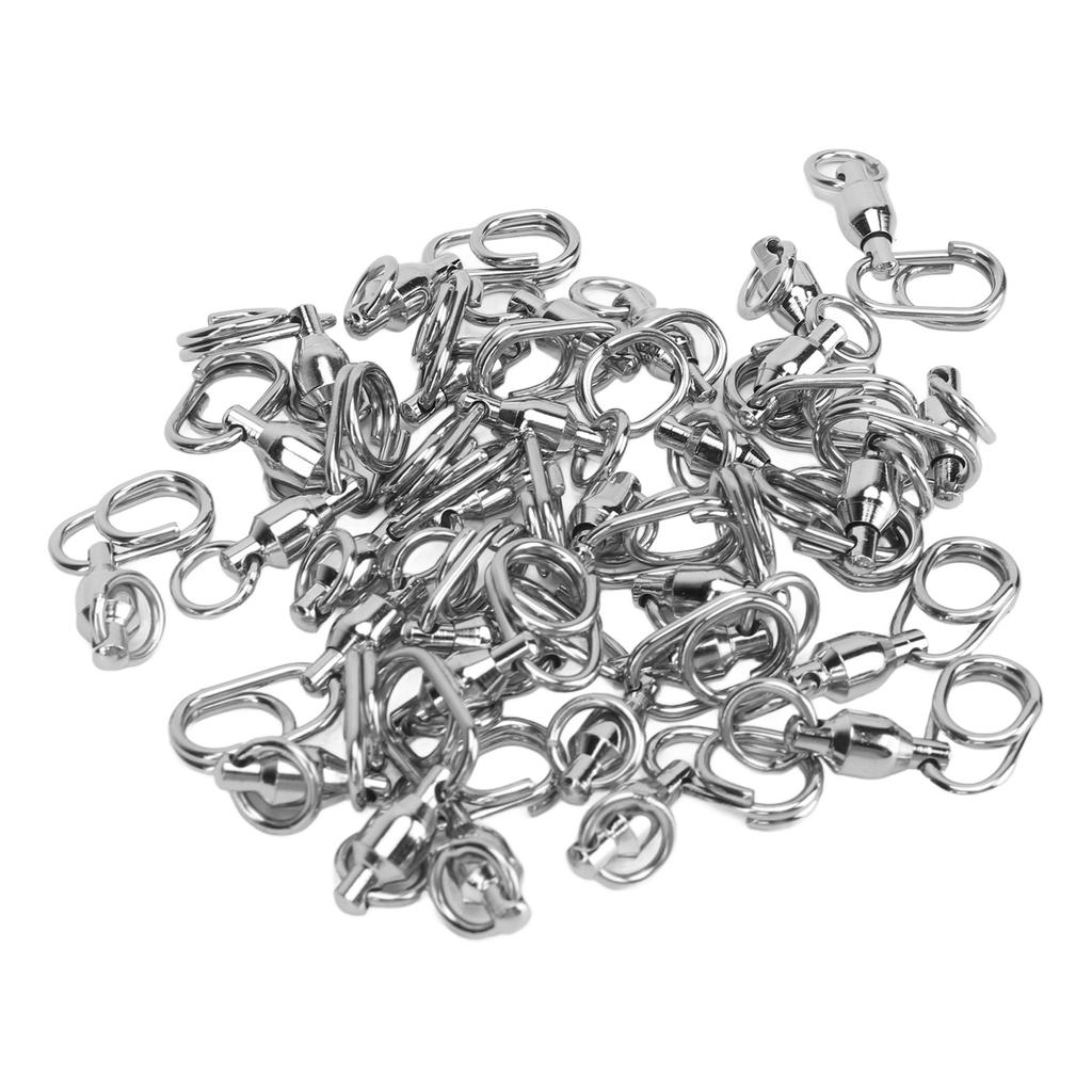 30pcs High Strength Fishing Snap Swivels Ball Bearing Swivels Stainless Fishing Swivels with Oval Split Ring For