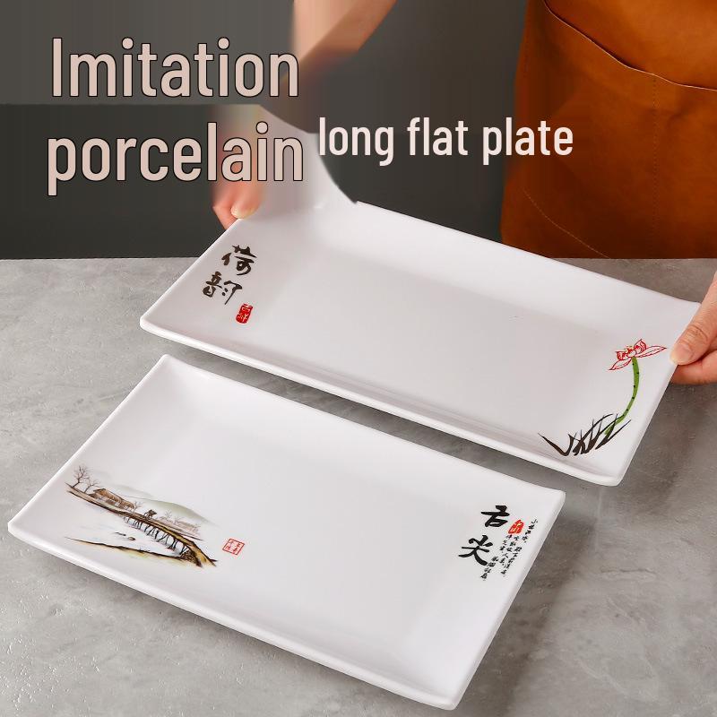 Imitation Porcelain Rectangular Plate for Cold Dishes, Barbecue, Sushi, and Braised Dishes