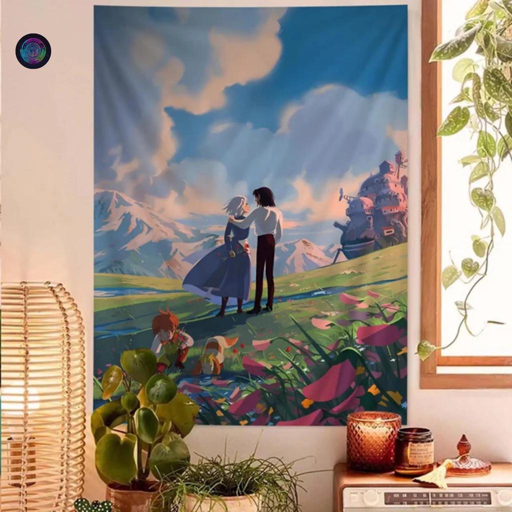 Ghibli Inspired Kawaii Tapestry Cute Pastel Wall Hanging for Bedroom Dorm Anime Aesthetic Room Decor Japanese Style Art