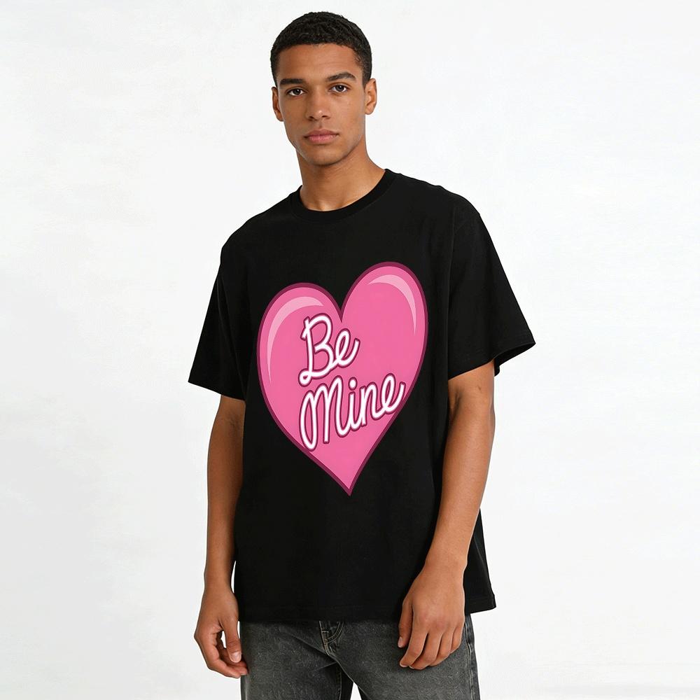 Valentine's Day Be Mine Pink Heart Print Casual Top Pure cotton T-shirt