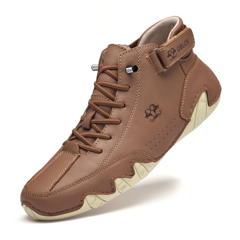 

Мужская обувь 2025 новая весна и лето дышащая кожа мягкая подошва мужские туфли-бини повседневный британский стиль хелп ботинки мартинсы 38