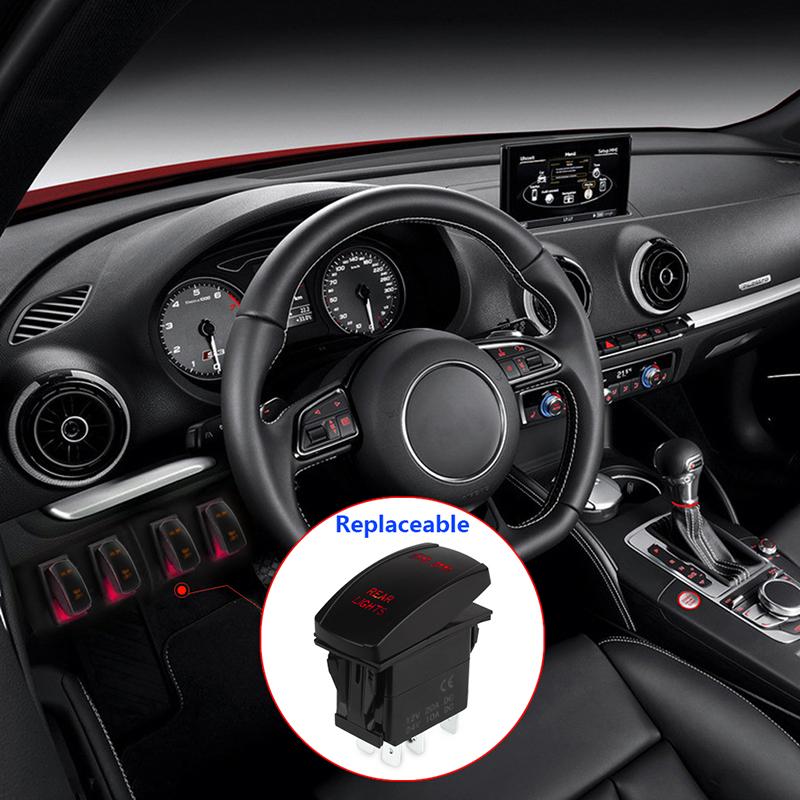 5pin Laser Push Button Rocker Toggle Switch Blue LED Bar Light Auto Led Light Bar Rocker Switch Waterproof