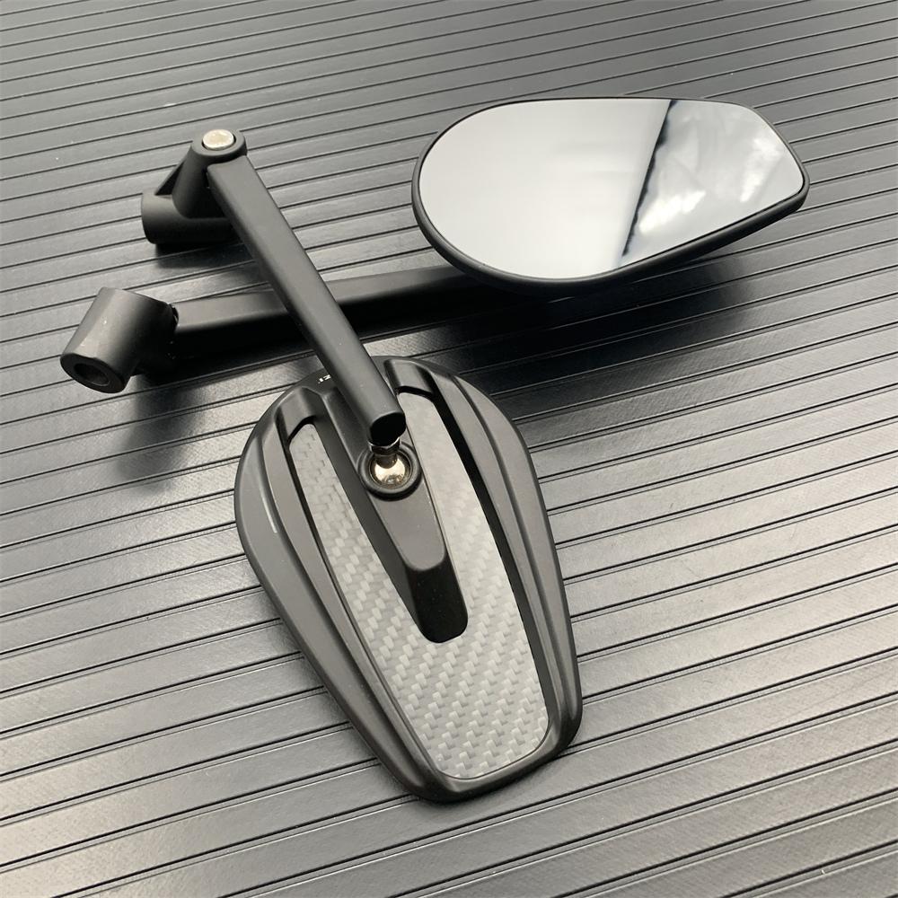 1 Pair Universal Motorcycle Black True Carbon Fiber Rear View Handle Side Rearview