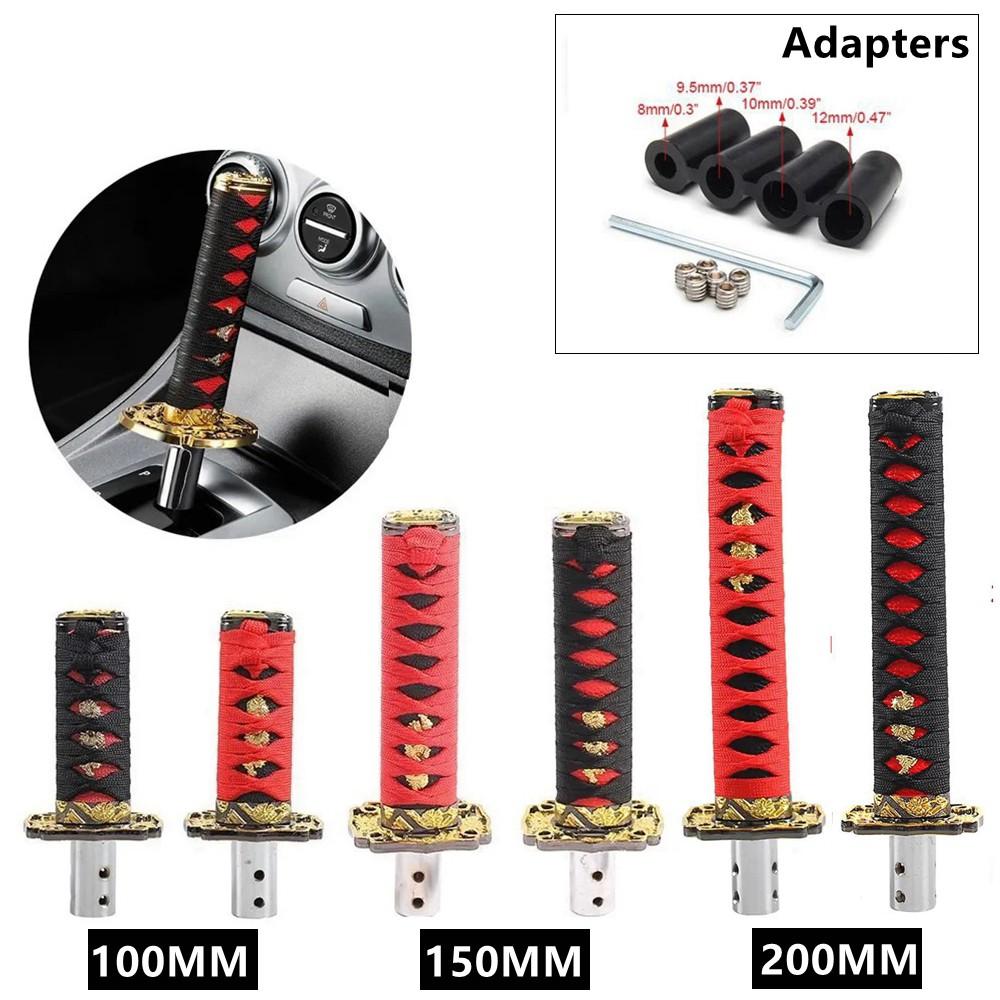 100/150/200mm JDM Katana Schaltknauf Samurai Schwert Schalthebelknauf mit 4 Adaptern Universell passend für die meisten manuellen und automatischen Autos