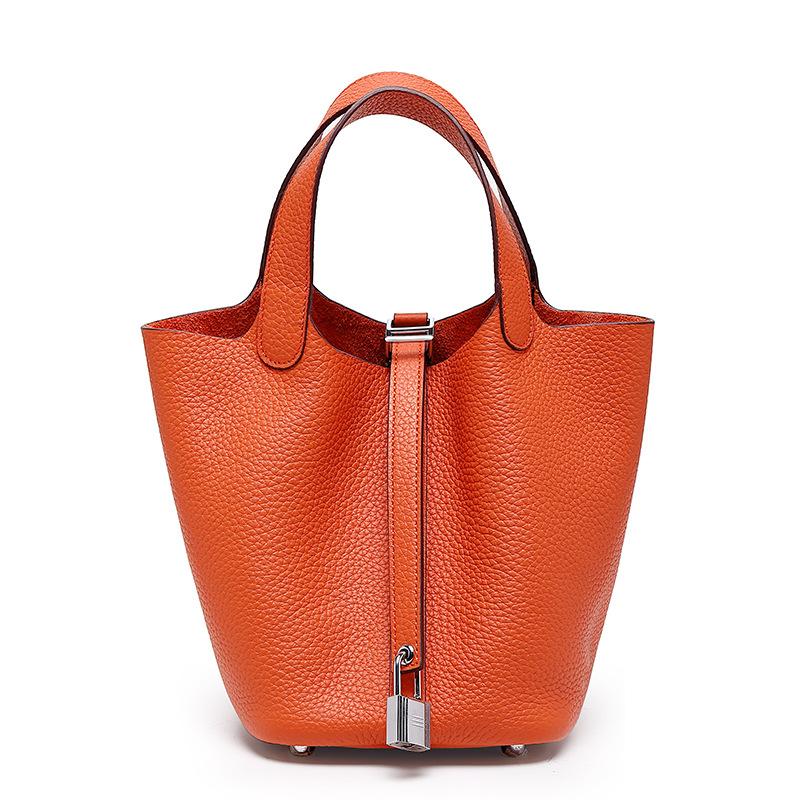 [New] High-quality First-layer Cowhide Niche Vegetable Basket Handbag Female, Genuine Leather Large-capacity High-end Bucket Bag