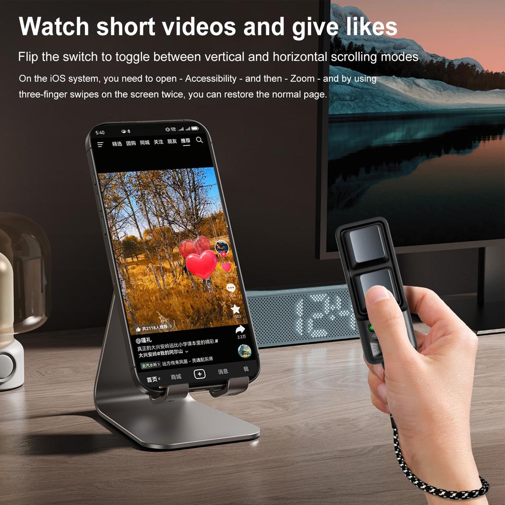 Fingertip Selfie Video Page Turner Multifunctional Smartphone Remote Clicker Dual Button Portable for Tablet Mobile Phone
