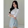 Women's Korean Slim-Fit Five-Sleeve T-Shirt – New Spring Arrival, Medium-Neck, Tight-Fit Base Layer Top