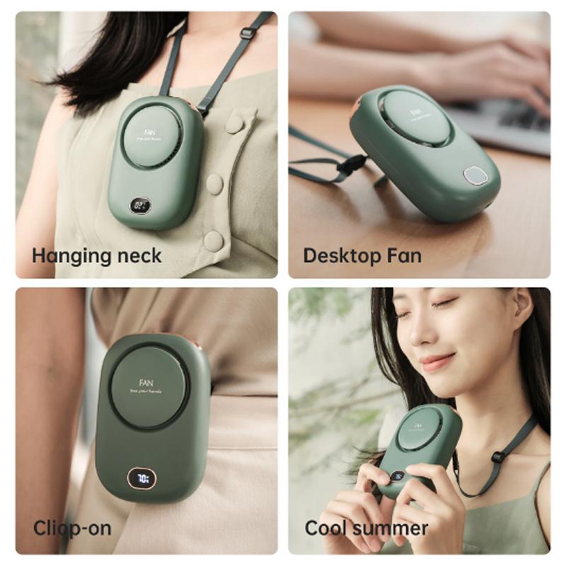 

Беспроводной шейный вентилятор - Портативный USB-перезаряжаемый охлаждающий вентилятор с регулируемым шнурком, 3 скорости для спорта, пеших прогулок, офиса, путешествий